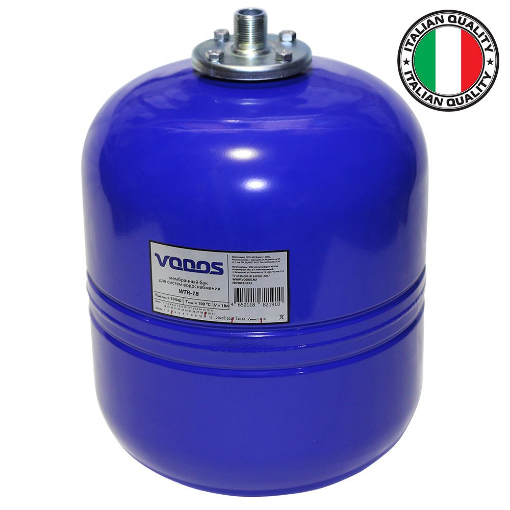 Гидроаккумулятор VODOS WTR 18 (18 литров, 10bar, G 3/4&quot;, +99°C,  мембрана EPDM SE.FA Italy)
